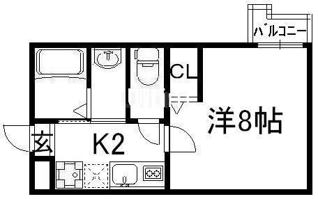 アークリード五条堀川(1K/2階)の間取り写真