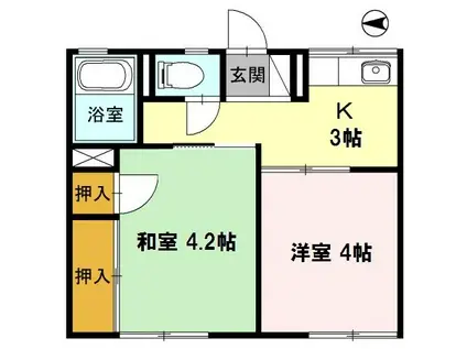 シティハイムカツマタ(2K/2階)の間取り写真