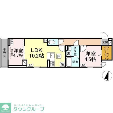 セレスティア興野(2LDK/1階)の間取り写真