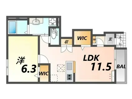 アクロポリスVII(1LDK/1階)の間取り写真