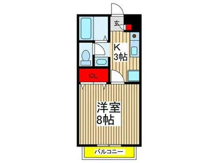 アドミラブール(1K/1階)の間取り写真