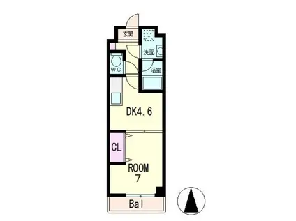 ULTRA ONE(1DK/1階)の間取り写真
