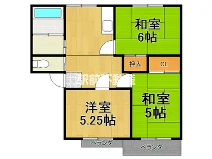 鳥栖ウエストハイツ(3DK/2階)の間取り写真