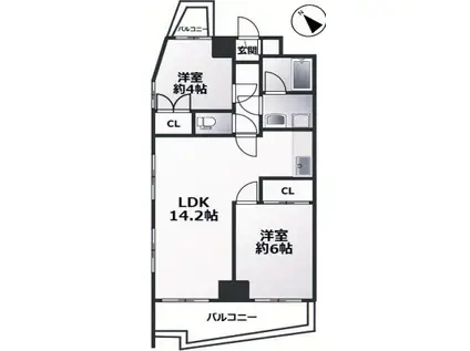 クレドール西明石1(2LDK/5階)の間取り写真
