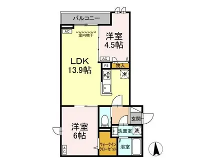 セレスティア六町II(2LDK/3階)の間取り写真