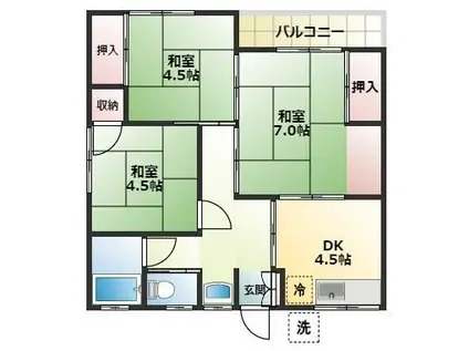 秀和ハイホーム(3DK/2階)の間取り写真