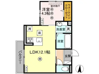 CAMPHORAI(1LDK/1階)の間取り写真