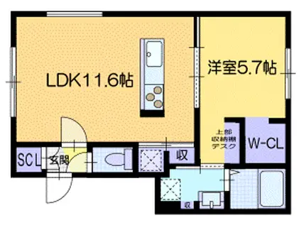 ノルフィーノ美園III(1LDK/2階)の間取り写真