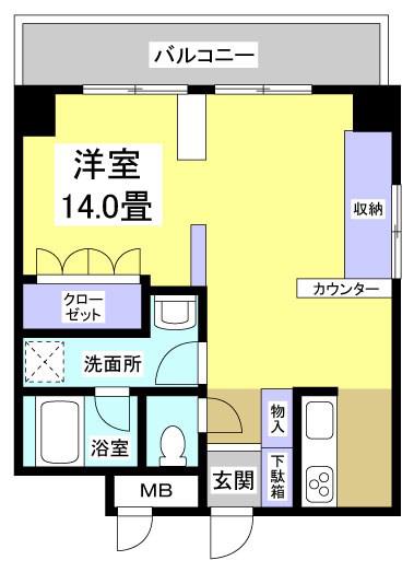 ワルツ元浜(ワンルーム/5階)の間取り写真