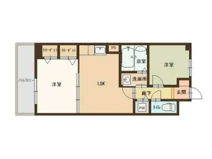 プラネットハイツKOBE(1LDK/3階)の間取り写真