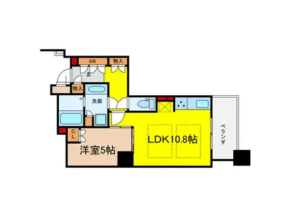 ブランズタワー大阪本町(1LDK/5階)の間取り写真