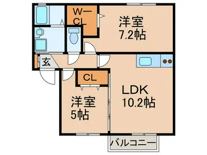 ルミエール(2LDK/2階)の間取り写真