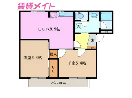 フレグランスオオクラ(2DK/1階)の間取り写真