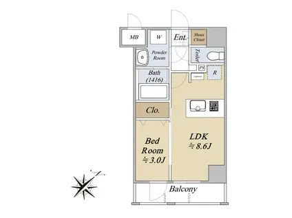 エステムプラザ横濱関内(1LDK/11階)の間取り写真