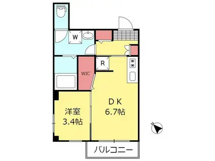 BRILLAR(1DK/2階)の間取り写真