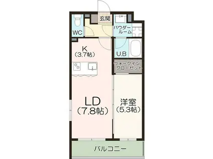 ルーセスII上甲子園(1LDK/3階)の間取り写真