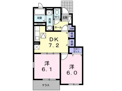 コモ・アモロッソA(2DK/1階)の間取り写真