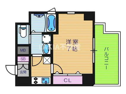 クレイドル四天王寺(1K/9階)の間取り写真