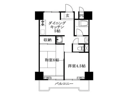 フジタオーク業平マンション(2DK/9階)の間取り写真