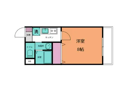 バ-シティハウス泉B(1K/4階)の間取り写真