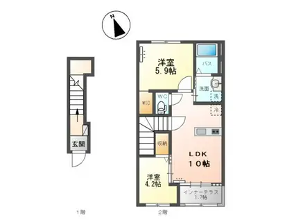 アルカンシエルII(2LDK/2階)の間取り写真