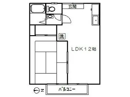 フラワーホール(1LDK/1階)の間取り写真
