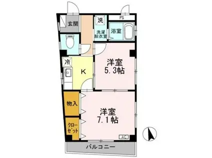 住営社駅東マンション(2K/2階)の間取り写真