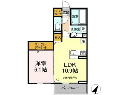 ARCOBALENO(1LDK/2階)の間取り写真
