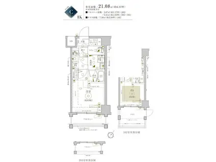 LEA横濱南太田駅前(1K/6階)の間取り写真