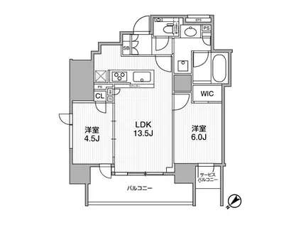 ディームス渋谷本町(2LDK/9階)の間取り写真