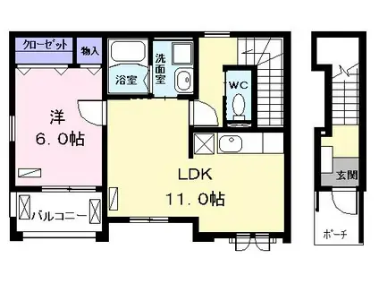レセーナ(1LDK/2階)の間取り写真