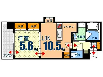 ウェスティン鉄砲町(1LDK/5階)の間取り写真
