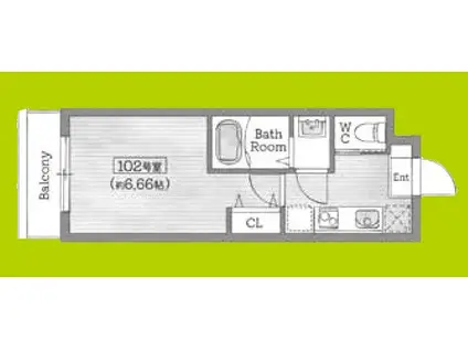 AILE石橋III(1K/1階)の間取り写真