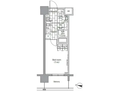 PARK HABIO恵比寿(1K/12階)の間取り写真