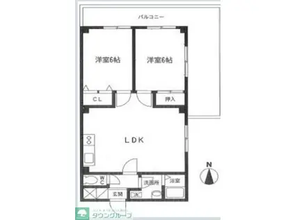 竹の塚ローヤルコーポ(2LDK/1階)の間取り写真