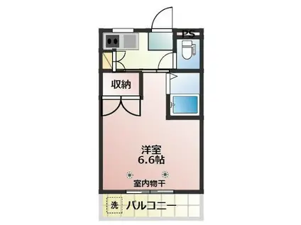 パークプレイス平井I(1K/2階)の間取り写真