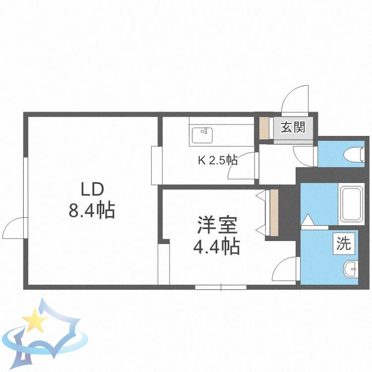 エスパスルージュ(1LDK/4階)の間取り写真