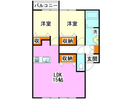 OASIS上伊田(2LDK/1階)の間取り写真