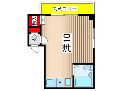 リバーサイド石橋マンション(ワンルーム/2階)の間取り写真