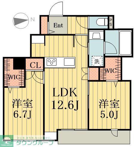 メゾンクレール谷在家(2LDK/3階)の間取り写真
