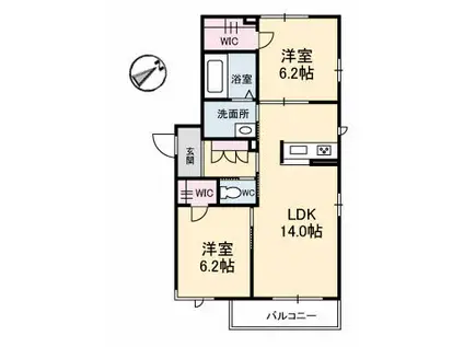 グランベレオ望町(2LDK/2階)の間取り写真