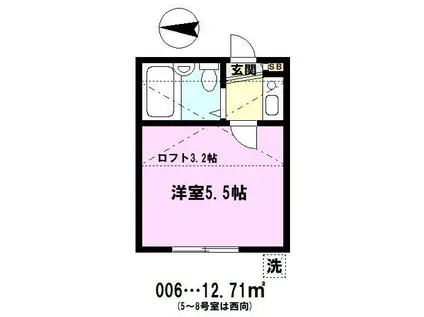 グリーンガーデン竹ノ塚(1K/1階)の間取り写真