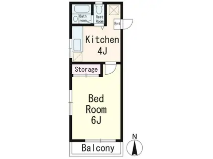 シャトル O(1K/1階)の間取り写真