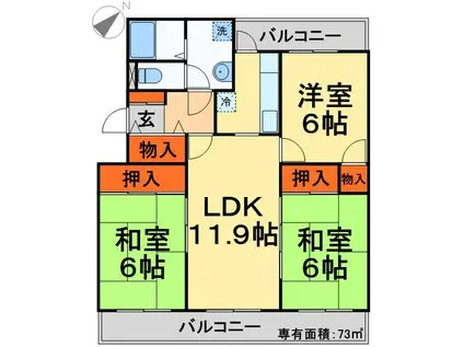 レジデンス柏(3LDK/1階)の間取り写真