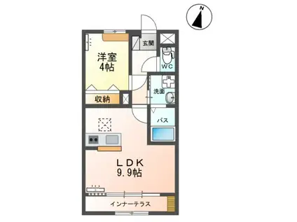 INFIELD D (1LDK/1階)の間取り写真