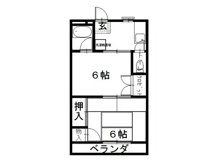 マンションテラセ(2K/2階)の間取り写真