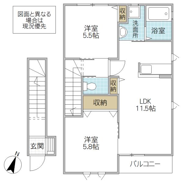 フレグランスユリ(2LDK/2階)の間取り写真