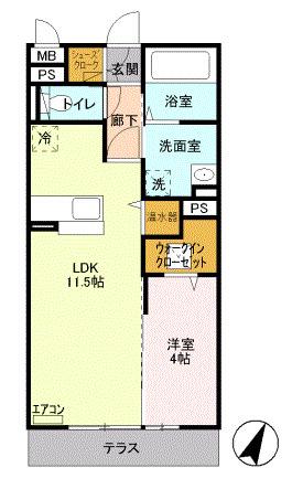 JR中央線 日野駅(東京) 徒歩11分 3階建 築16年(1LDK/3階)の間取り写真