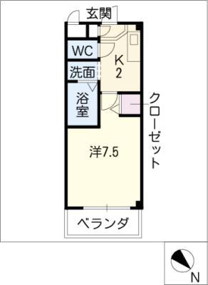 レジデンス司II(1K/2階)の間取り写真