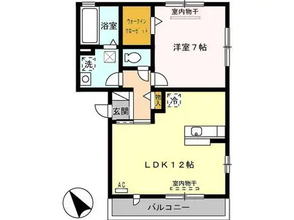 インターフレグラント A棟(1LDK/1階)の間取り写真